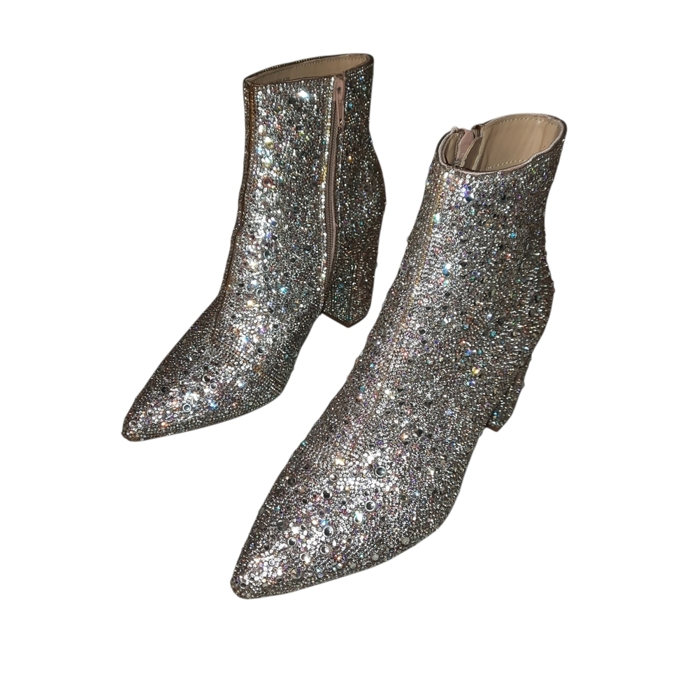 Betsey Johnson Glittering Silver Ankle Booties